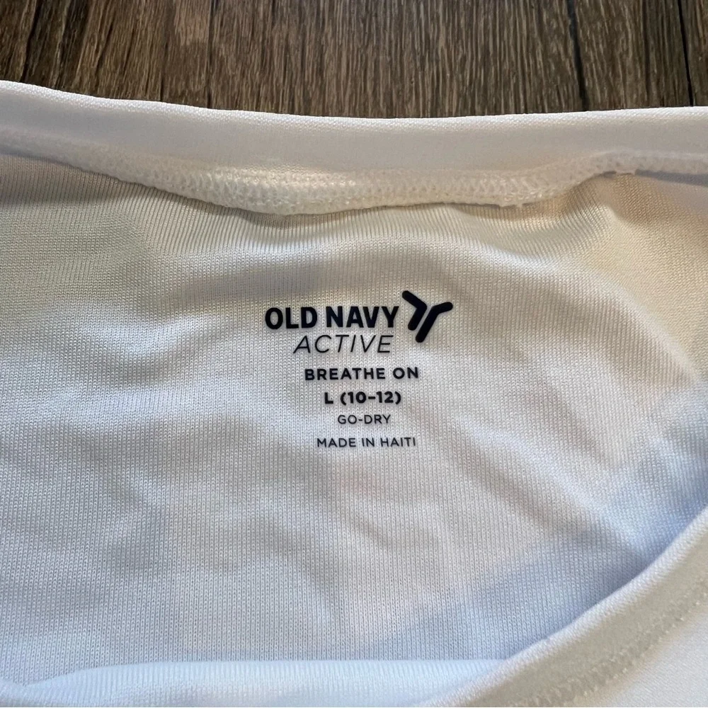 Old Navy White Long Sleeves Pullover Top With Elastic Waistband Thumb Holes 12